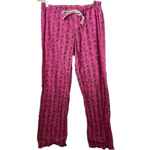 PINK Victoria Secret Women Med Pink Cowboy Boots Ruffle Cuff Pajama Lounge Pants